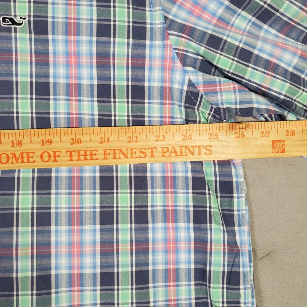 Vineyard Vines Whale Shirt MensXL Blue Green Pink‎ Plaid Preppy Classic